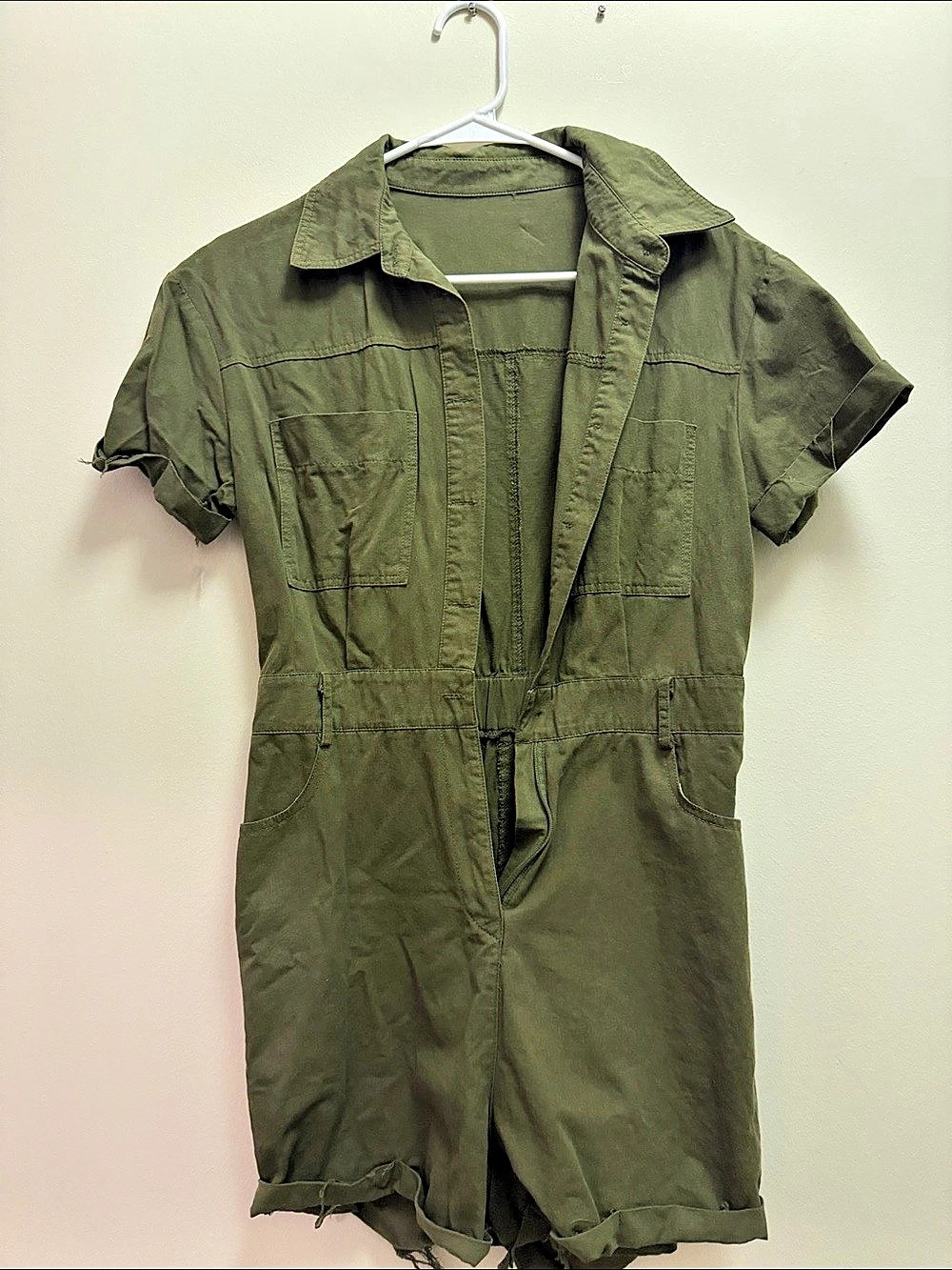 Olive Green Short Sleeve Romper